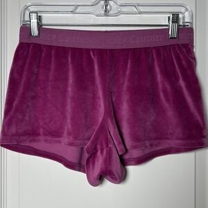 Juicy Couture Big Bling Magenta Velour Rhinestone Logo Boxer Shorts Y2K Style